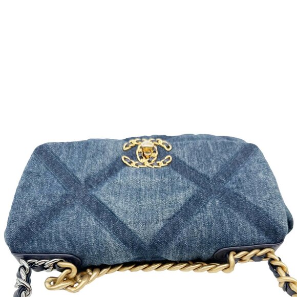 Chanel 19 Flap Medium Denim Shoulder Bag Blue - Picture 4 of 12